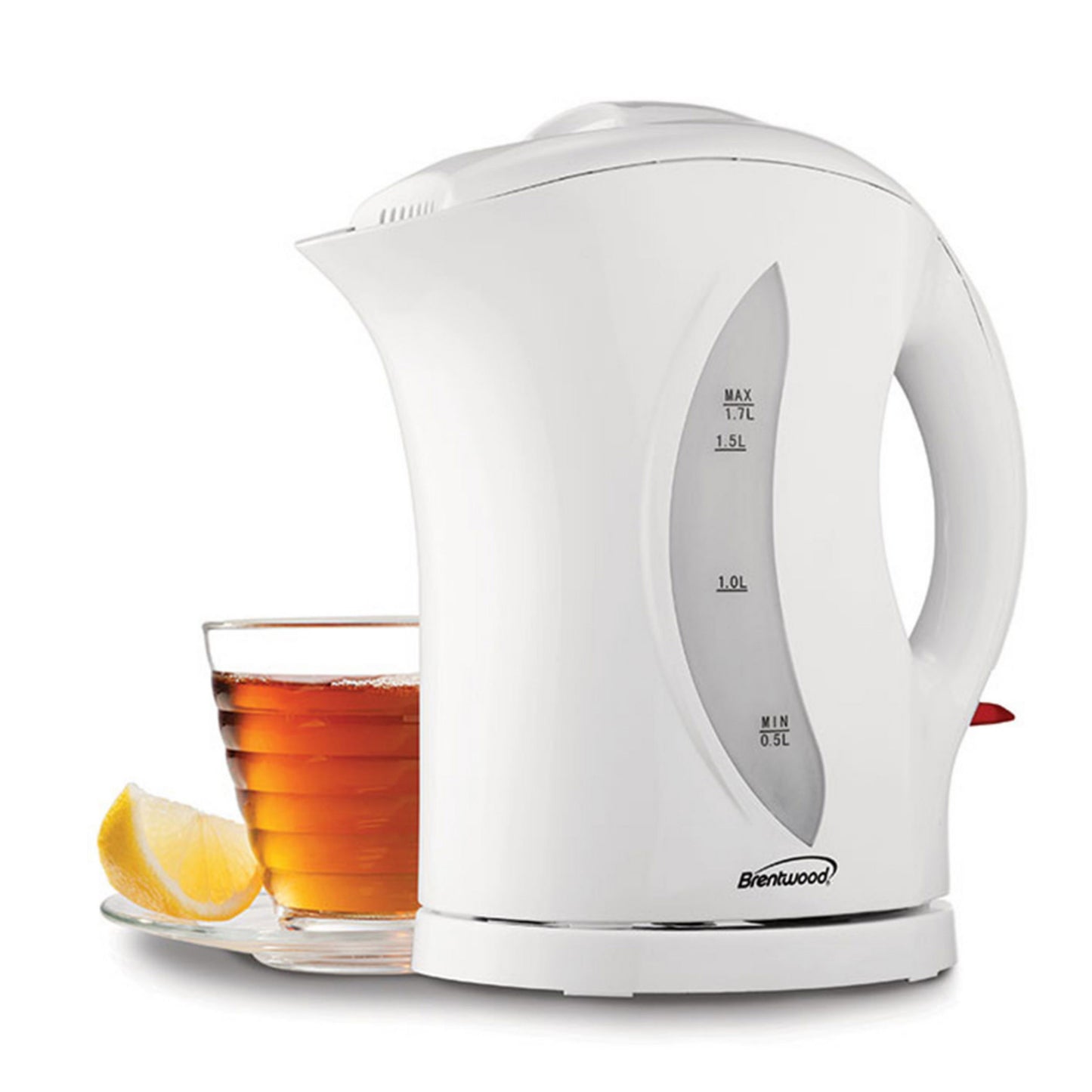 Brentwood 1.7 Liter Cordless BPA-Free Plastic White Tea Kettle w Filter
