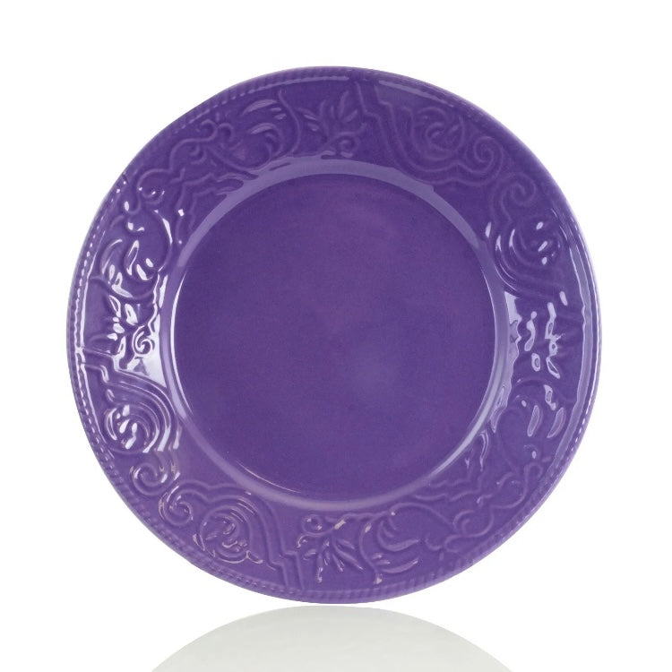 Elama Lilac Fields 16 Piece Lavender Round Stoneware Dinnerware Dish Set for 4