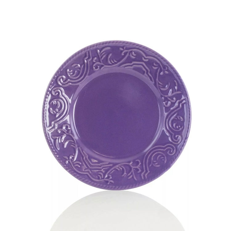 Elama Lilac Fields 16 Piece Lavender Round Stoneware Dinnerware Dish Set for 4