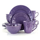 Elama Lilac Fields 16 Piece Lavender Round Stoneware Dinnerware Dish Set for 4