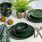 Simply Essential Coupe 12 Piece Round Stoneware Dinnerware Set Hunter Green