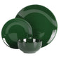 Simply Essential Coupe 12 Piece Round Stoneware Dinnerware Set Hunter Green