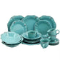 Elama Fleur De Lys 20 Piece Turquoise Stoneware Dinnerware Set for 4