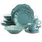 Elama Fleur De Lys 20 Piece Turquoise Stoneware Dinnerware Set for 4