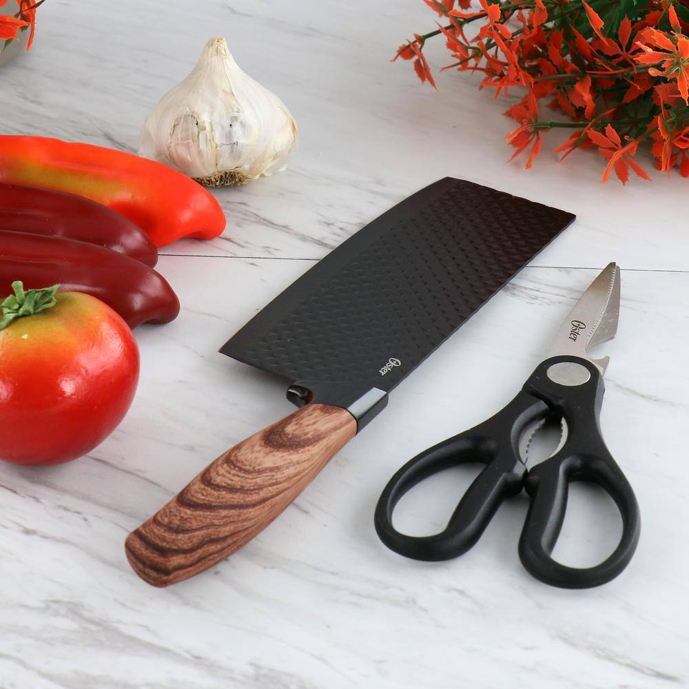 Oster Gunderson 2 Piece Black Stainless Steel Cutlery Set Shears Cleaver
