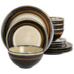 Gibson Everston 12 Piece Round Brown Stoneware Dinnerware Dish Set
