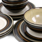 Gibson Everston 12 Piece Round Brown Stoneware Dinnerware Dish Set