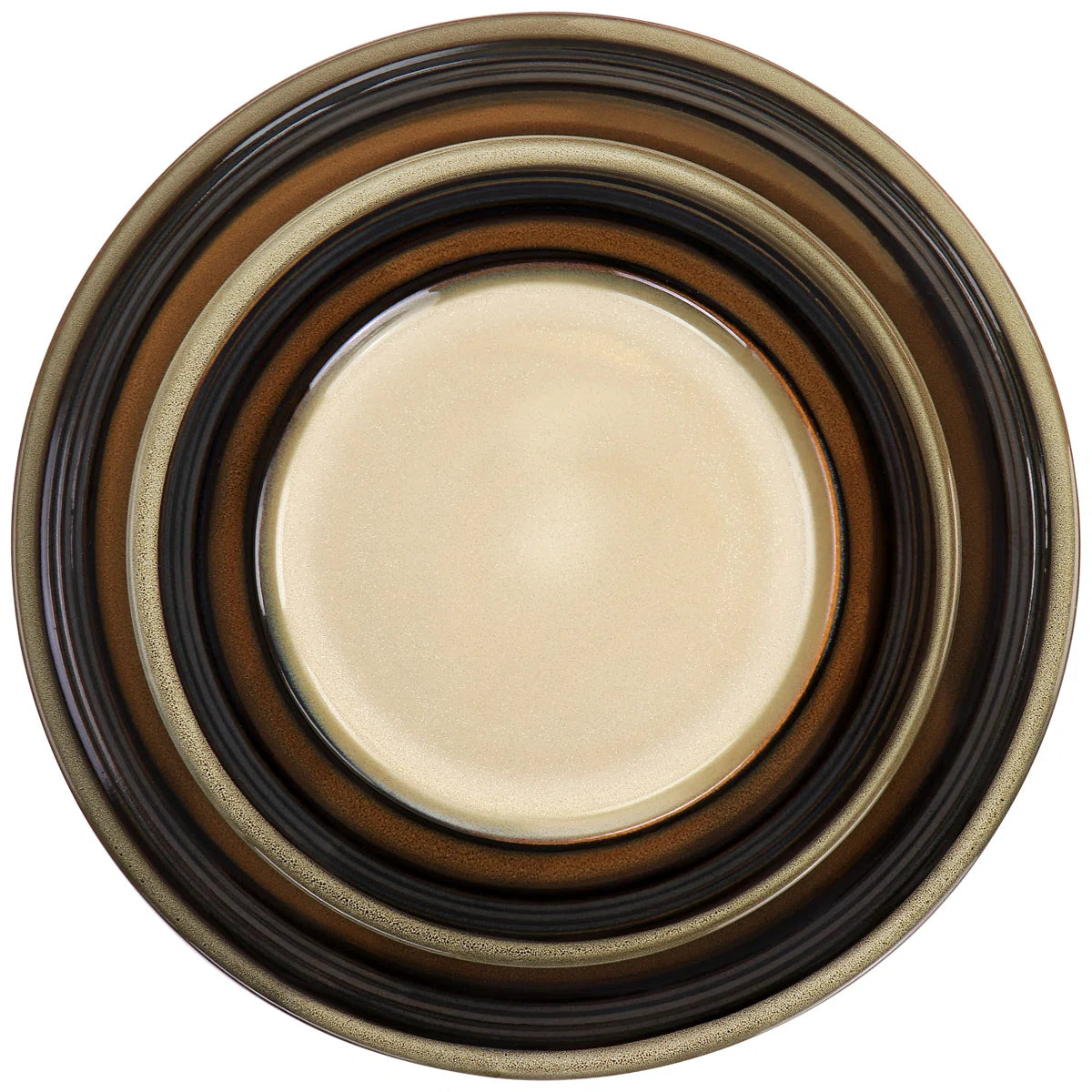 Gibson Everston 12 Piece Round Brown Stoneware Dinnerware Dish Set
