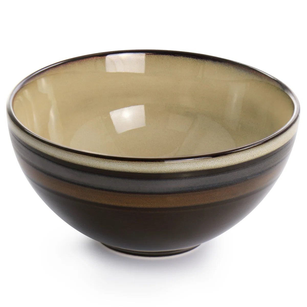 Gibson Everston 12 Piece Round Brown Stoneware Dinnerware Dish Set