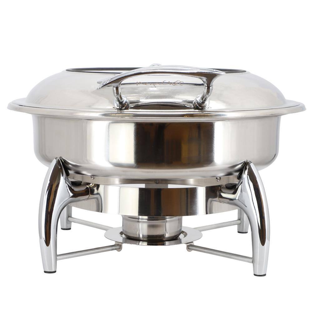 MegaChef 6 Liter 6.3 qt Stainless Round Chafing Dish Food Warmer Buffet Server