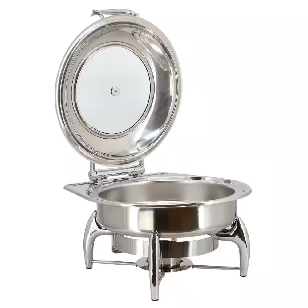 MegaChef 6 Liter 6.3 qt Stainless Round Chafing Dish Food Warmer Buffet Server