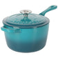 Crock-Pot Artisan 3 Quart 500°F Enameled Cast Iron Saucepan w Lid Teal Silver