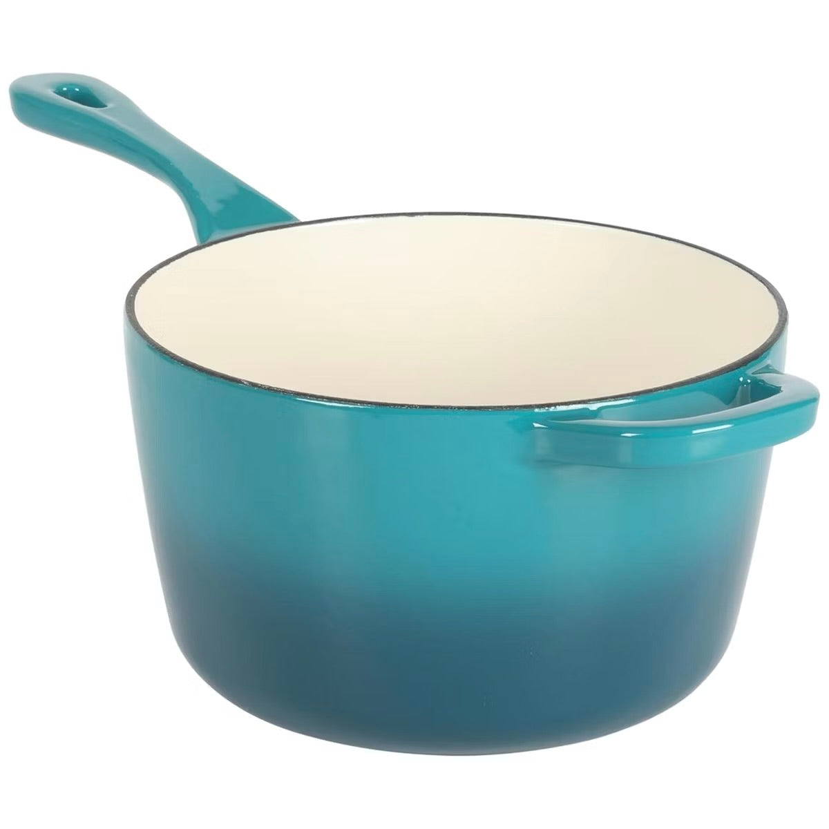 Crock-Pot Artisan 3 Quart 500°F Enameled Cast Iron Saucepan w Lid Teal Silver