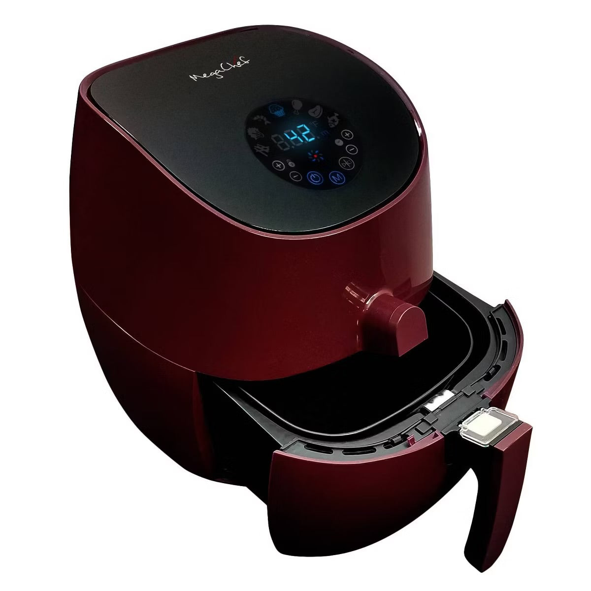 MegaChef 3.5 Qt Airfryer & Multicooker w 7 Pre-Programmed Settings in Burgundy