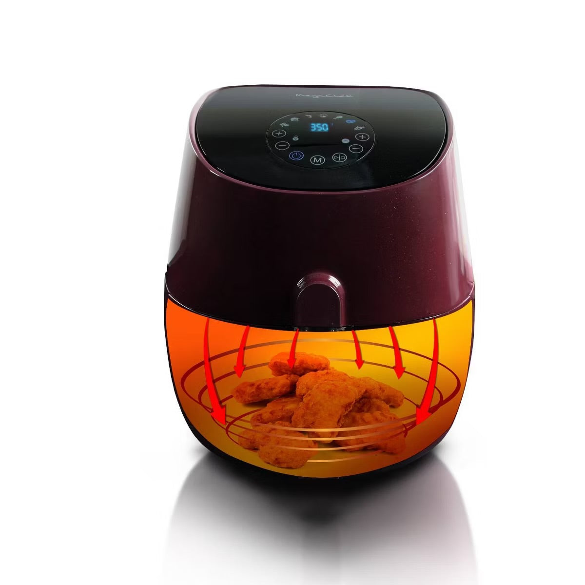 MegaChef 3.5 Qt Airfryer & Multicooker w 7 Pre-Programmed Settings in Burgundy
