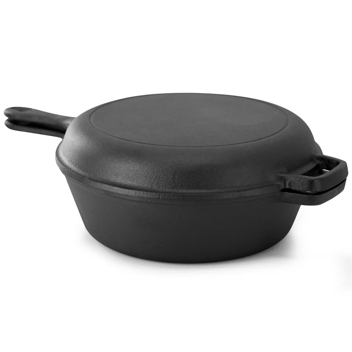 MegaChef 10.5" 2-in-1 Pre-Seasoned Cast Iron Skillet & Fry Pan Set