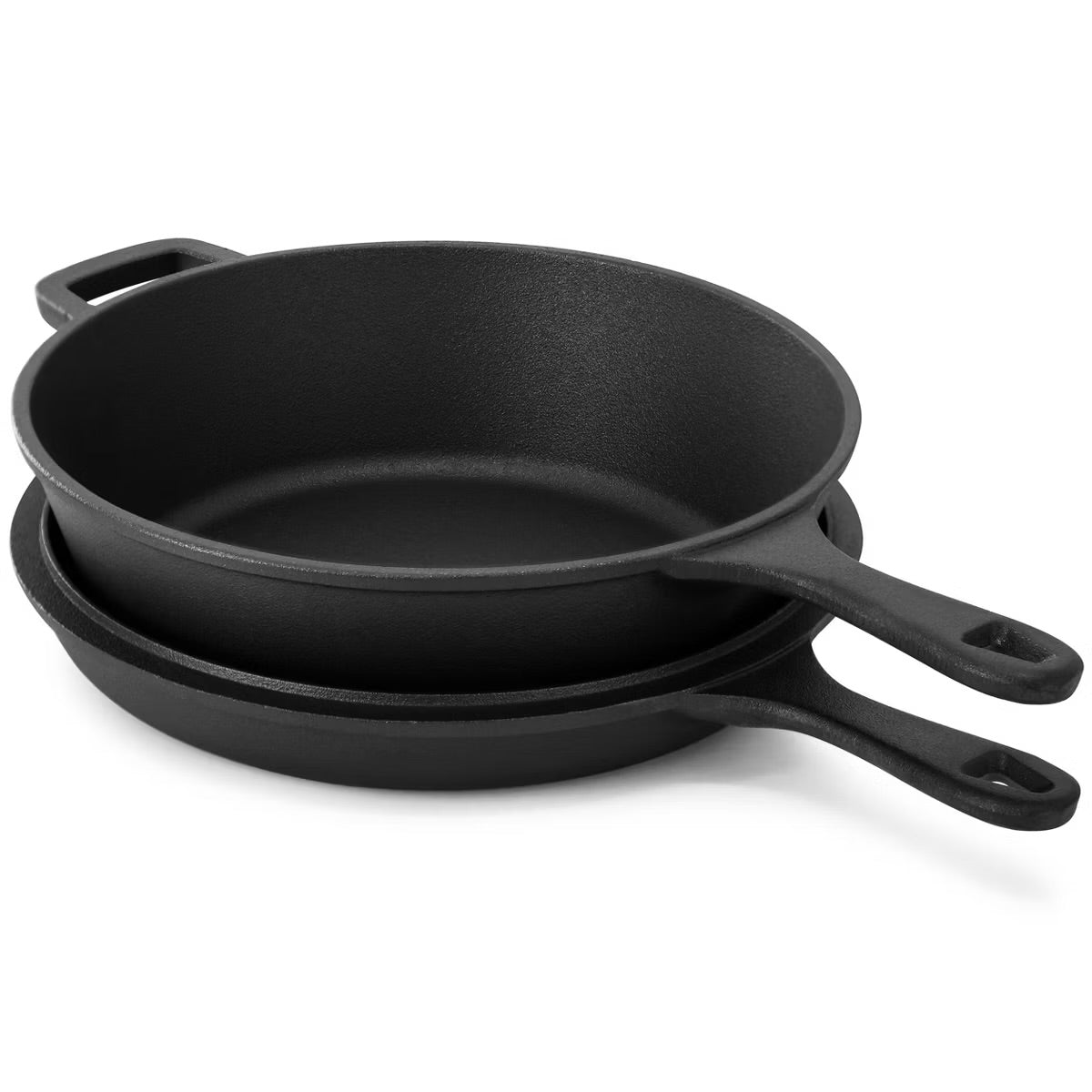 MegaChef 10.5" 2-in-1 Pre-Seasoned Cast Iron Skillet & Fry Pan Set
