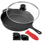 MegaChef 12" Pre-Seasoned Cast Iron Skillet w Tempered Glass Lid