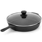 MegaChef 12" Pre-Seasoned Cast Iron Skillet w Tempered Glass Lid