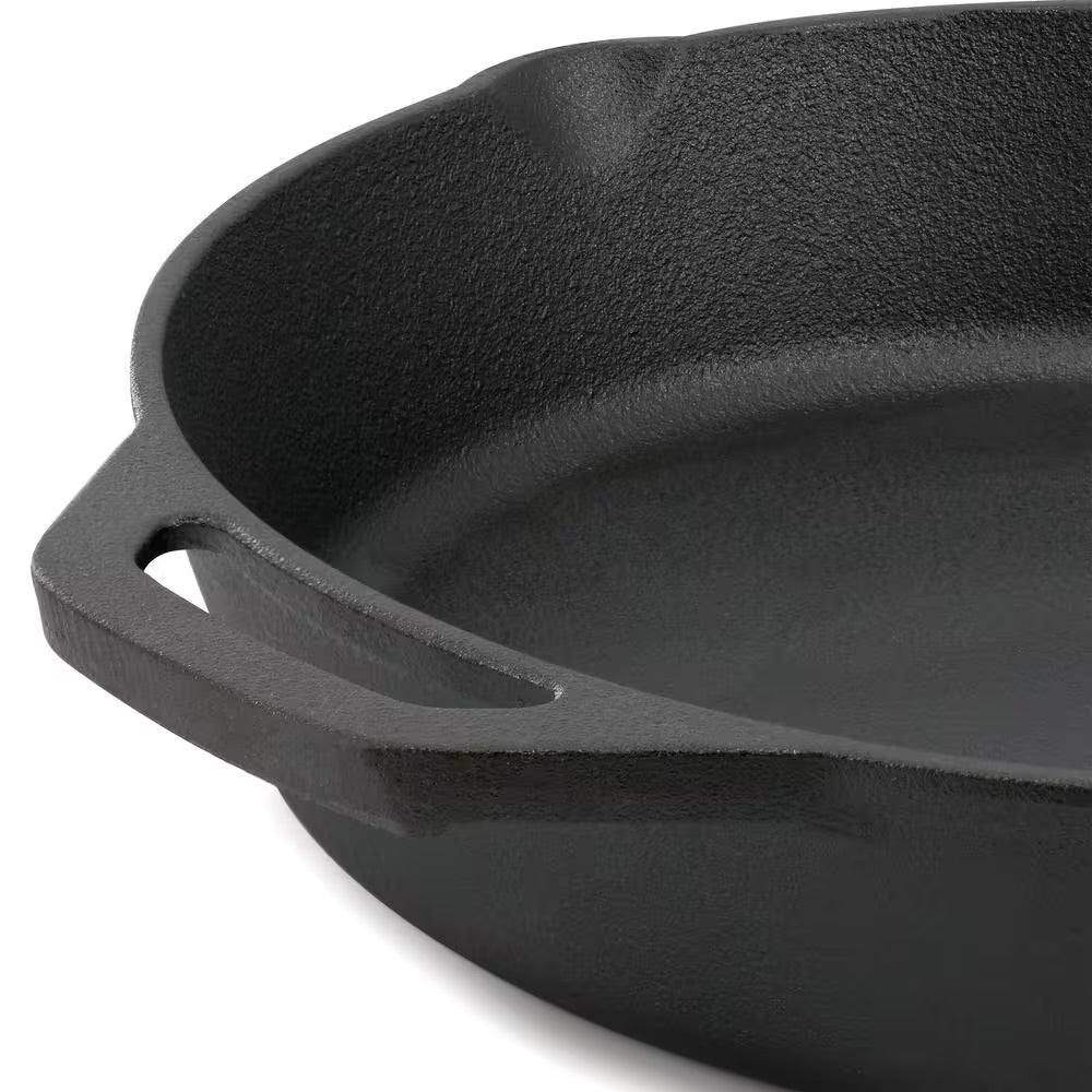 MegaChef 12" Pre-Seasoned Cast Iron Skillet w Tempered Glass Lid