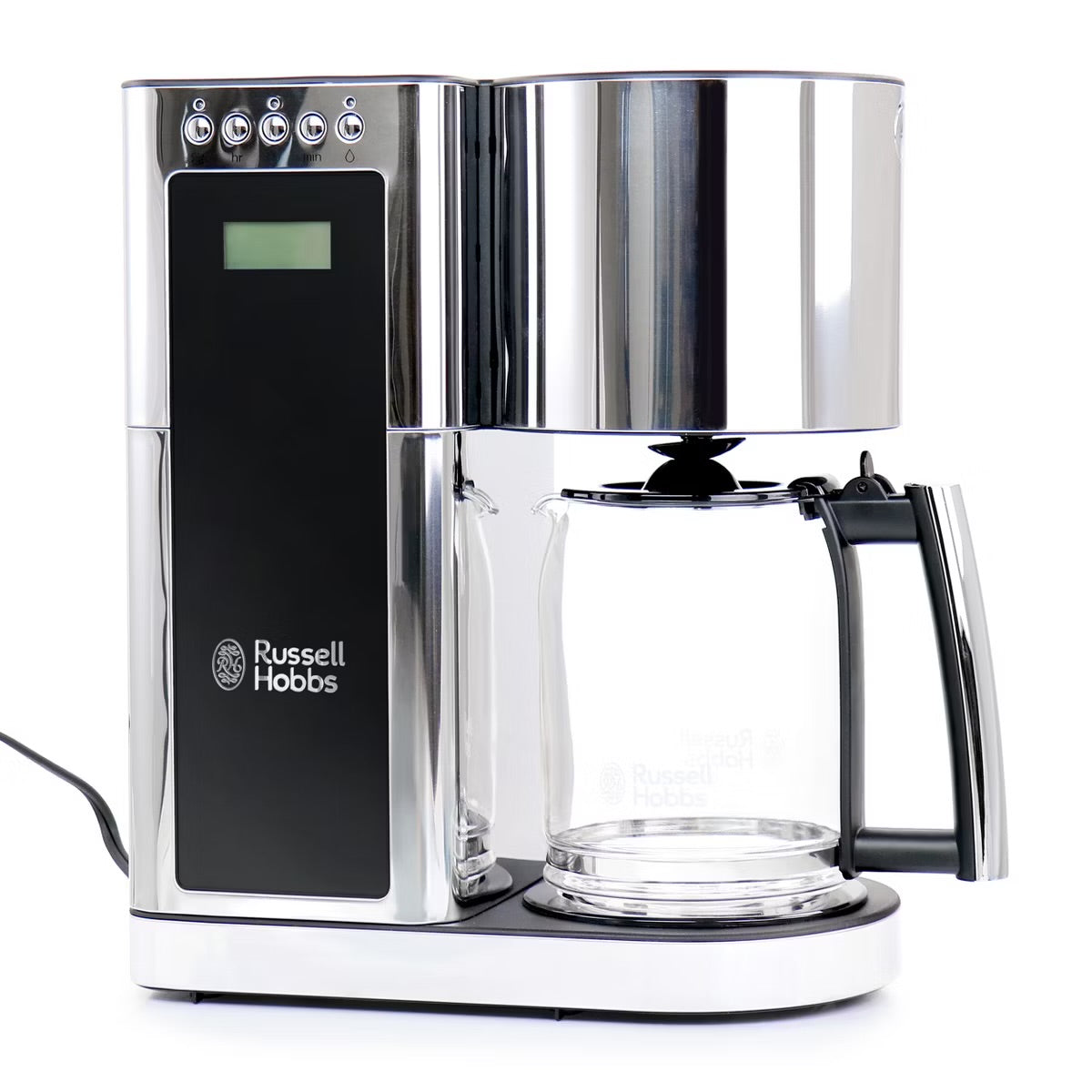 Russell Hobbs Black & Stainless Steel Glass 8 Cup Coffee Maker Machine