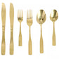Gibson Home Abbeville 41 Piece Stainless Steel Flatware Set in Gold w Wire Caddy