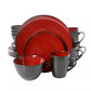 Gibson Soho Lounge Round 16-Piece Glazed Red Stoneware Dinnerware Set Burgundy