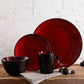 Gibson Soho Lounge Round 16-Piece Glazed Red Stoneware Dinnerware Set Burgundy