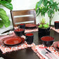 Gibson Soho Lounge Round 16-Piece Glazed Red Stoneware Dinnerware Set Burgundy