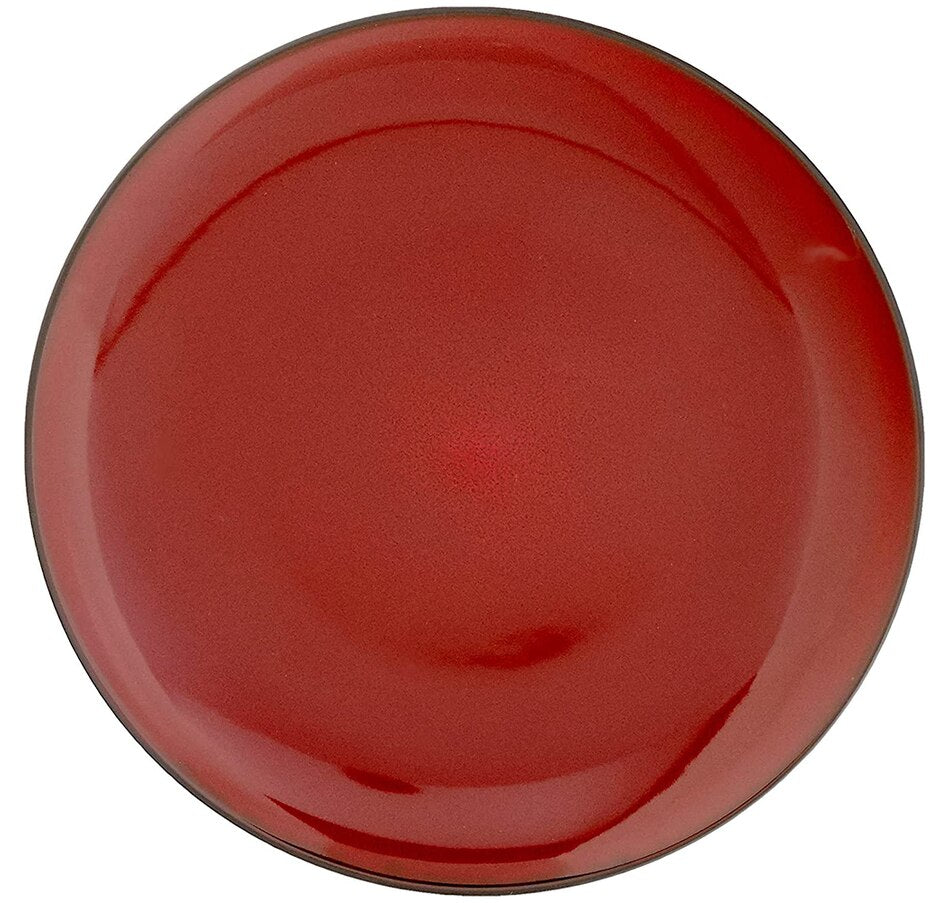 Gibson Soho Lounge Round 16-Piece Glazed Red Stoneware Dinnerware Set Burgundy