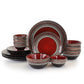 Gibson Elite Cafe Versailles 16 pc Double Bowl Dinnerware Set - Red