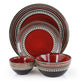 Gibson Elite Cafe Versailles 16 pc Double Bowl Dinnerware Set - Red