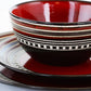 Gibson Elite Cafe Versailles 16 pc Double Bowl Dinnerware Set - Red