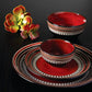 Gibson Elite Cafe Versailles 16 pc Double Bowl Dinnerware Set - Red