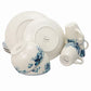 Elama Traditional Blue Rose 16 Piece Round White Floral Stoneware Dinnerware Set