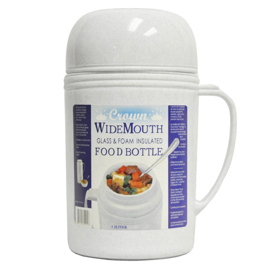 Brentwood 1.2 Liter / 40 oz Wide Mouth Foam Glass Vacuum Insulated Food Thermos