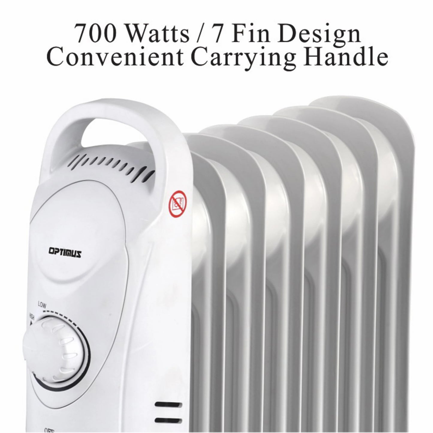 Optimus 700W Portable Electric Mini 7 Fins Oil Filled Convection Heater Radiator