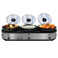 MegaChef 1000W Triple 2.5 Qt Slow Cooker Buffet Server w Ceramic Pots Lid Rests