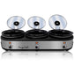 MegaChef 1000W Triple 2.5 Qt Slow Cooker Buffet Server w Ceramic Pots Lid Rests