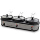 MegaChef 1000W Triple 2.5 Qt Slow Cooker Buffet Server w Ceramic Pots Lid Rests