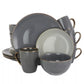 Elama Tahitian Grand 16 Piece Stoneware Dinnerware Set for 4 in Gray High Gloss
