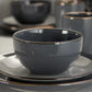 Elama Tahitian Grand 16 Piece Stoneware Dinnerware Set for 4 in Gray High Gloss