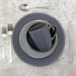 Elama Tahitian Grand 16 Piece Stoneware Dinnerware Set for 4 in Gray High Gloss