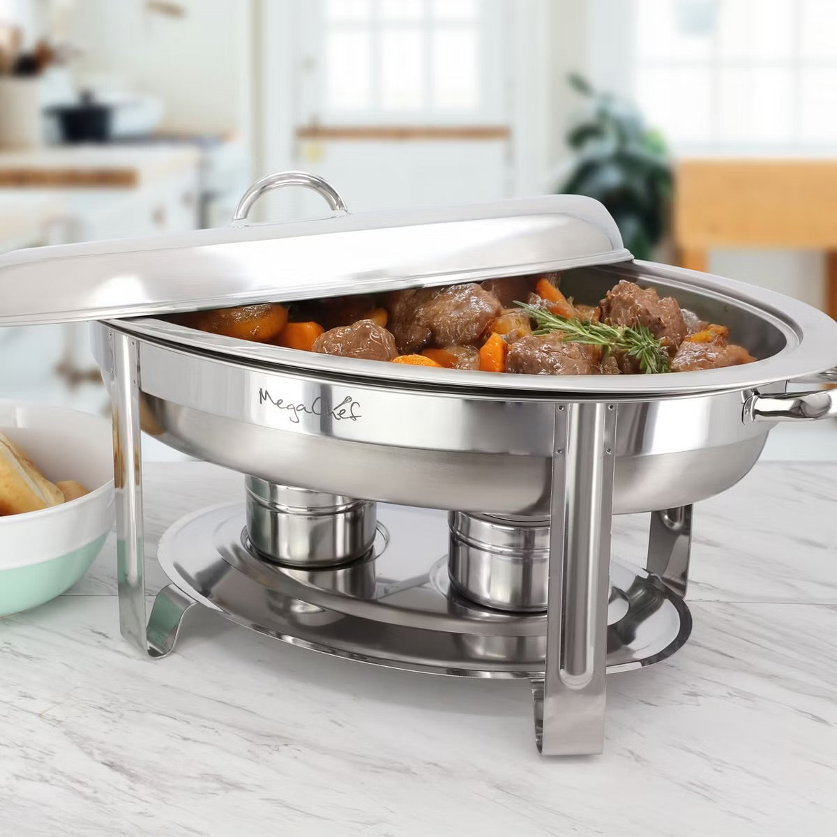 MegaChef 5.8 qt Stainless Oval Professional Chafing Dish Food Warmer Buffet