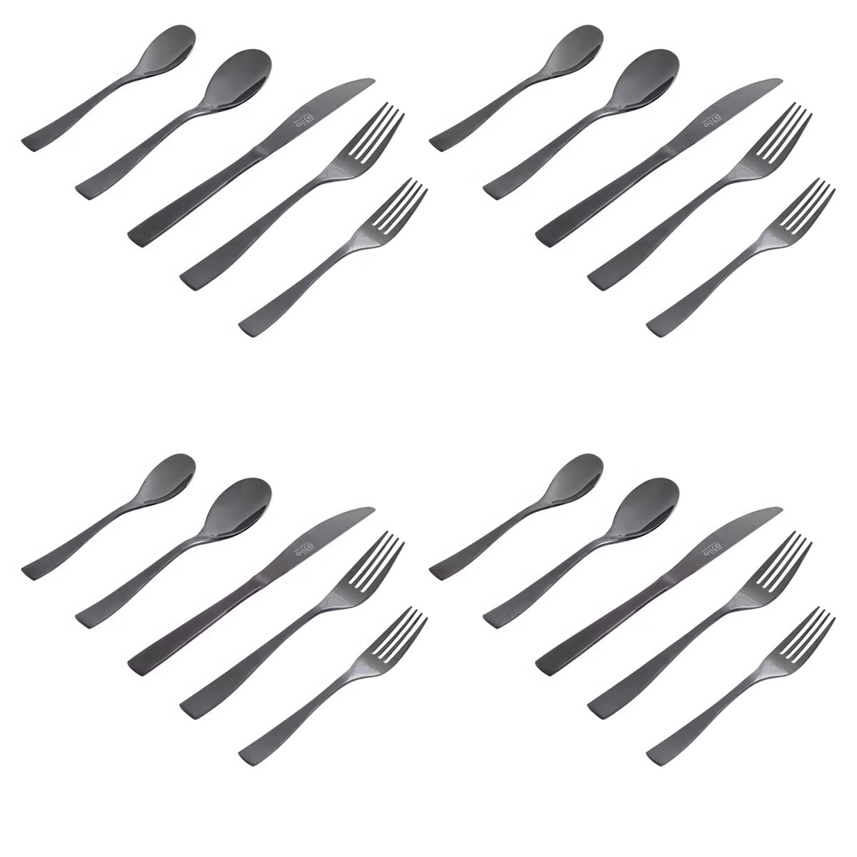 Gibson Elite Holland Road 20 Piece Black Stainless Steel Flatware Set