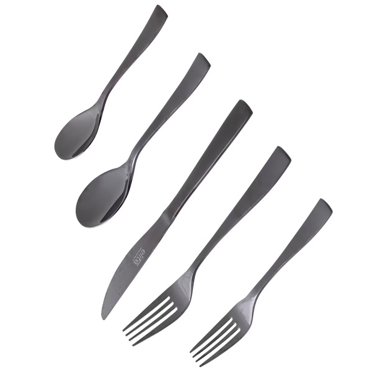 Gibson Elite Holland Road 20 Piece Black Stainless Steel Flatware Set