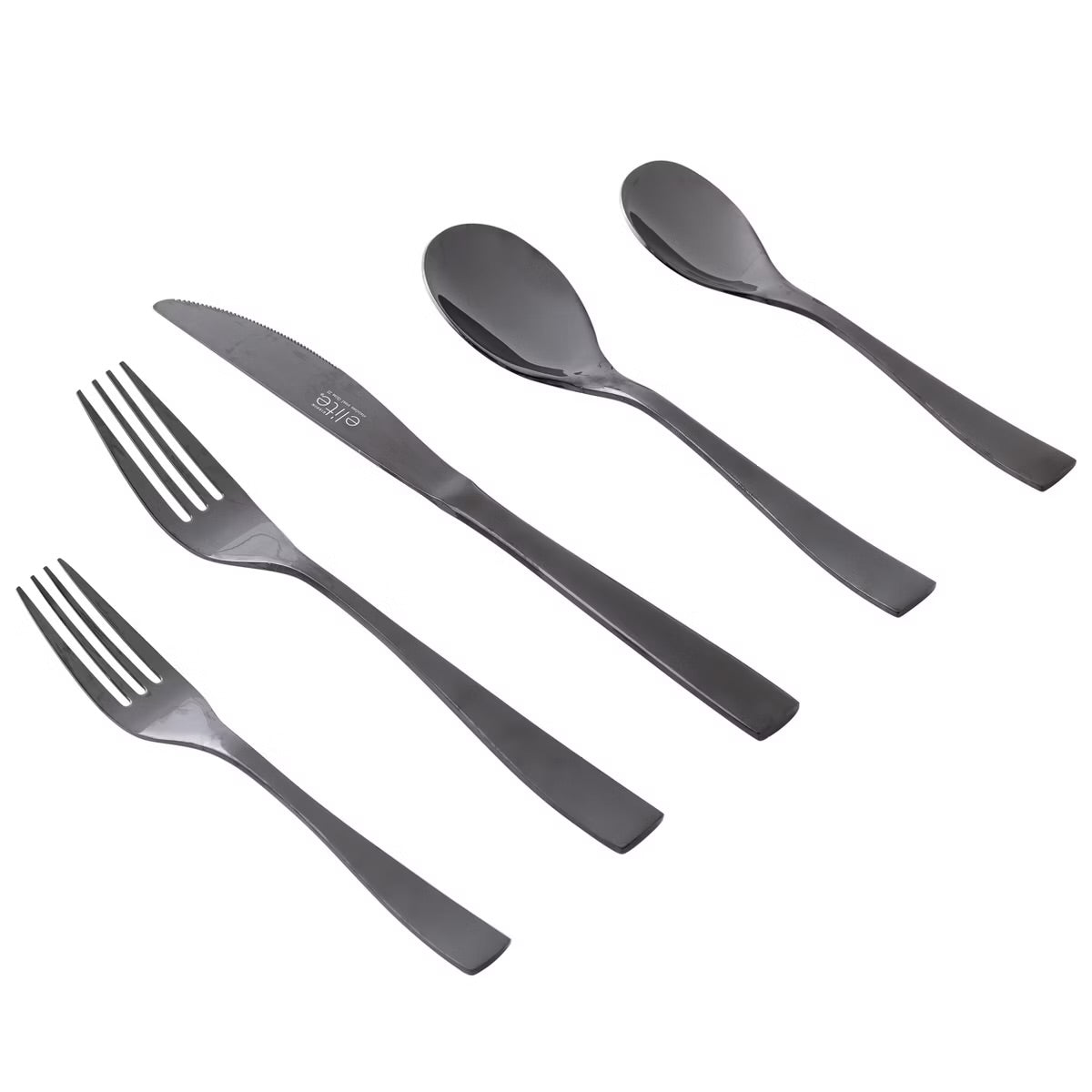 Gibson Elite Holland Road 20 Piece Black Stainless Steel Flatware Set