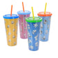 Gibson Peanuts 70th Anniversary 4 Piece 23.6 oz Tumbler Cup Set w Lid & Straw