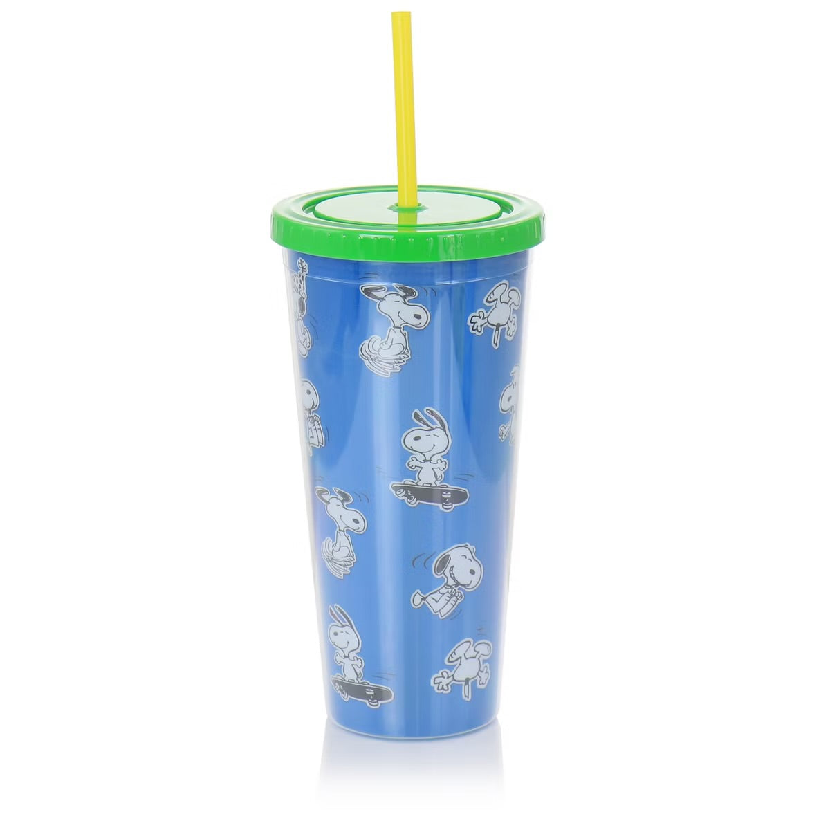 Gibson Peanuts 70th Anniversary 4 Piece 23.6 oz Tumbler Cup Set w Lid & Straw