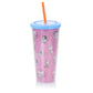 Gibson Peanuts 70th Anniversary 4 Piece 23.6 oz Tumbler Cup Set w Lid & Straw